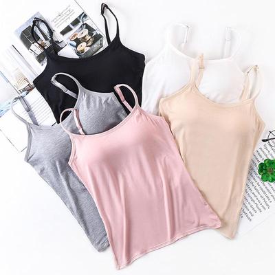 Women's Modal Padded Anti-Exposure Camisole Long Undershirt Yoga Top