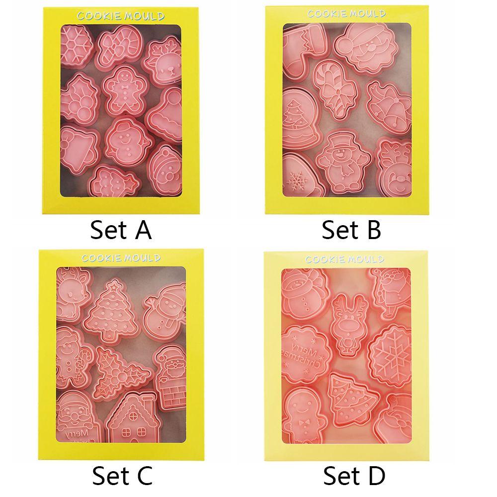 Stamp Cartoon Pressable Christmas Theme Biscuit Mold Kitchen Pastry Cookie Cutters Baking Tools