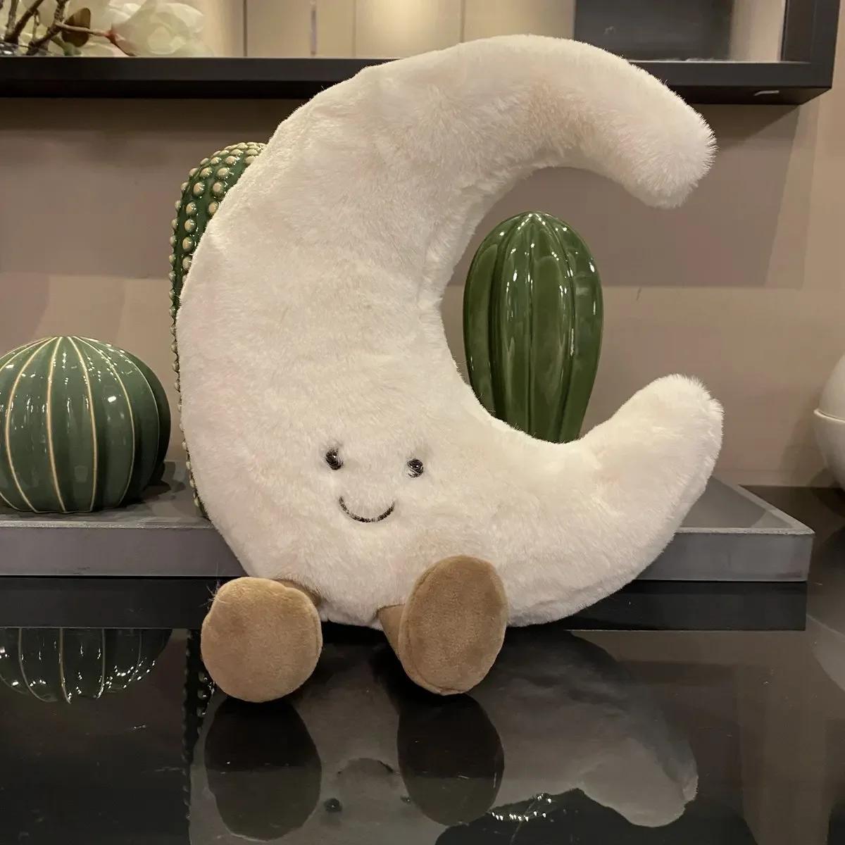 

Smile Face Moon Yellow Sun Plushie Cushion Stuffed Cute Weather Plush Toy for Kid Bedroom Decor Sofa Throw Pillow for gift