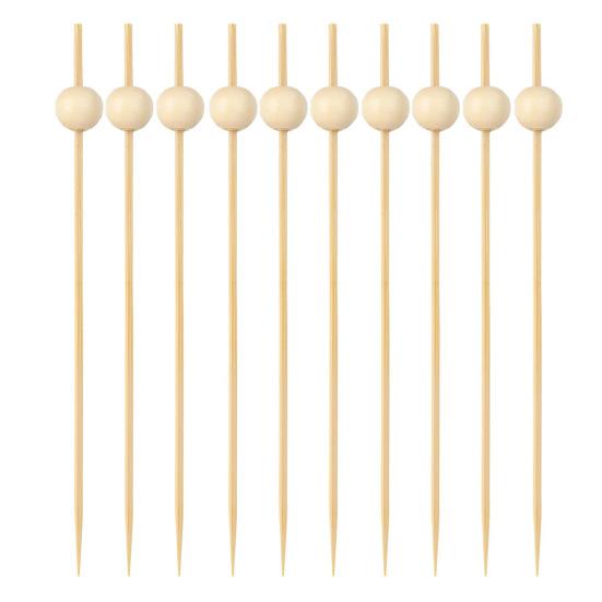 100/200 Stück Holz-Kugel-Zahnstocher Lange Cocktail-Spieße Vorspeisen Backen Garnitur Spieße mit stabilen polierten Köpfen