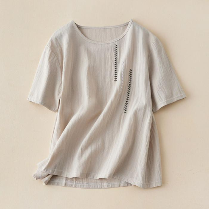 

Литературная Ретро Женская Хлопково-льняная Футболка-Пуловер с Вышивкой, Короткий Рукав, Круглый Вырез, Летняя, Свободная, Большого Размера, Универсальная S абрикосовый