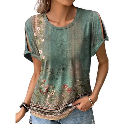 Summer Women's T-shirt Casual Comfortable Ethnic Wind Short-sleeved Printed T-shirt Tops