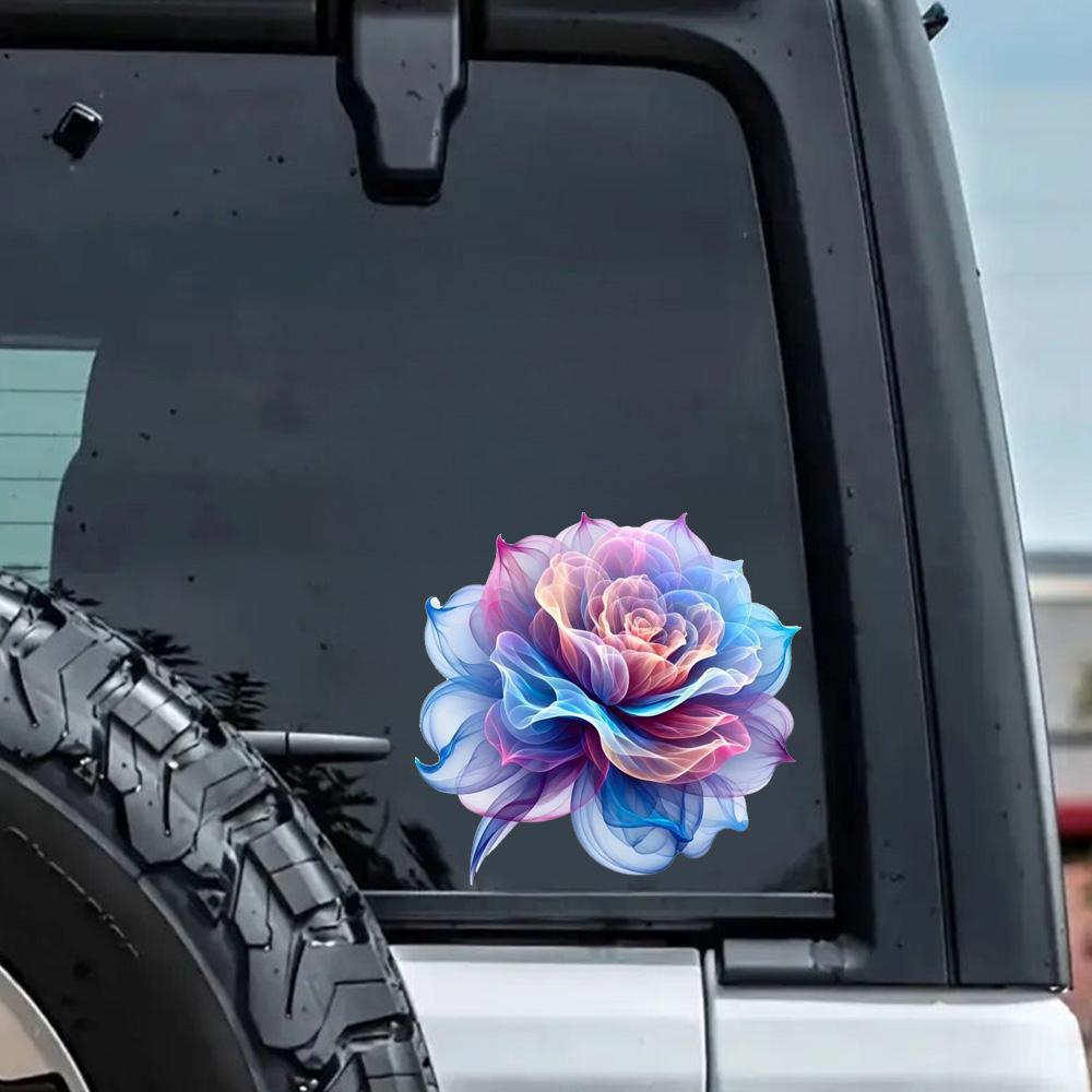 QT2490#15cm Cartoon Rose Embroidery Waterproof Car Decorative Decal, Suitable for Cars, Laptops, Bumpers, Glass Window Sticker