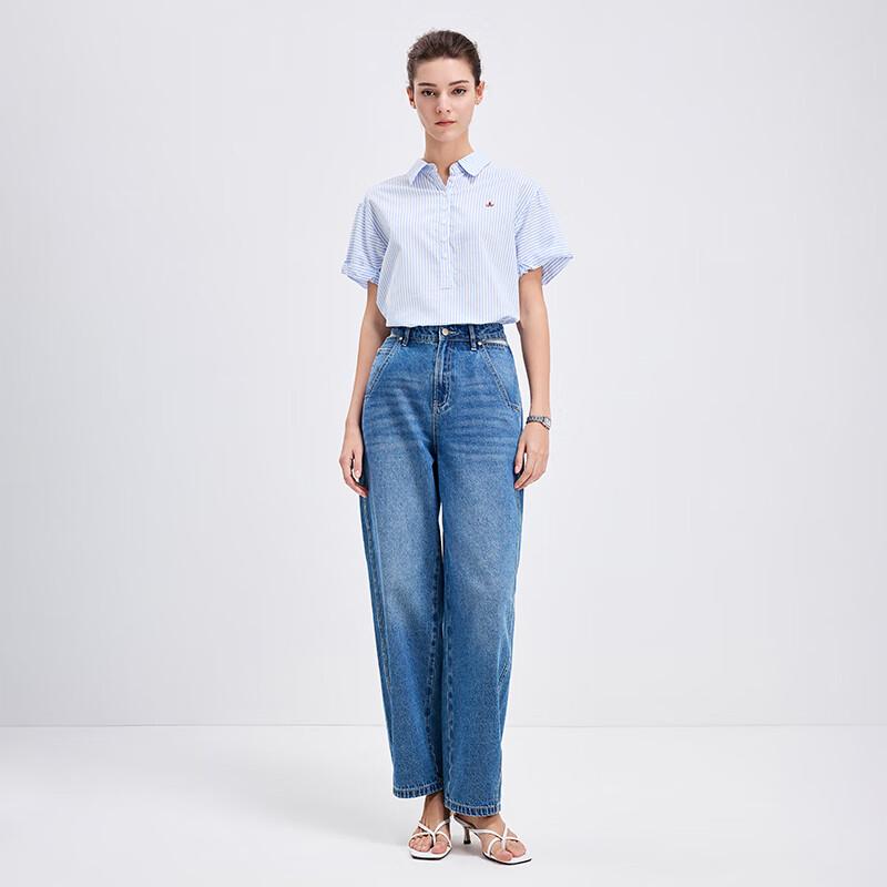 Navigare Women's Striped Short-Sleeve Commuter Blouse