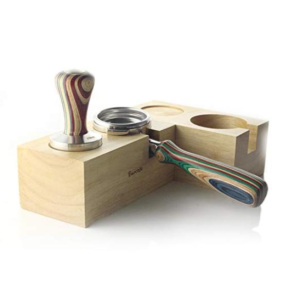 Umora Tamping Matt Eik Tamper Stand Kaffepulvermaskin Stabilitet Tamper Pad Håndtak Pulverpress (Design B)