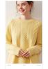 Women's Loose Fit Round Neck Cashmere Sweater: Thick Warm Cable Knit Pullover, Pure Color Korean Style.
