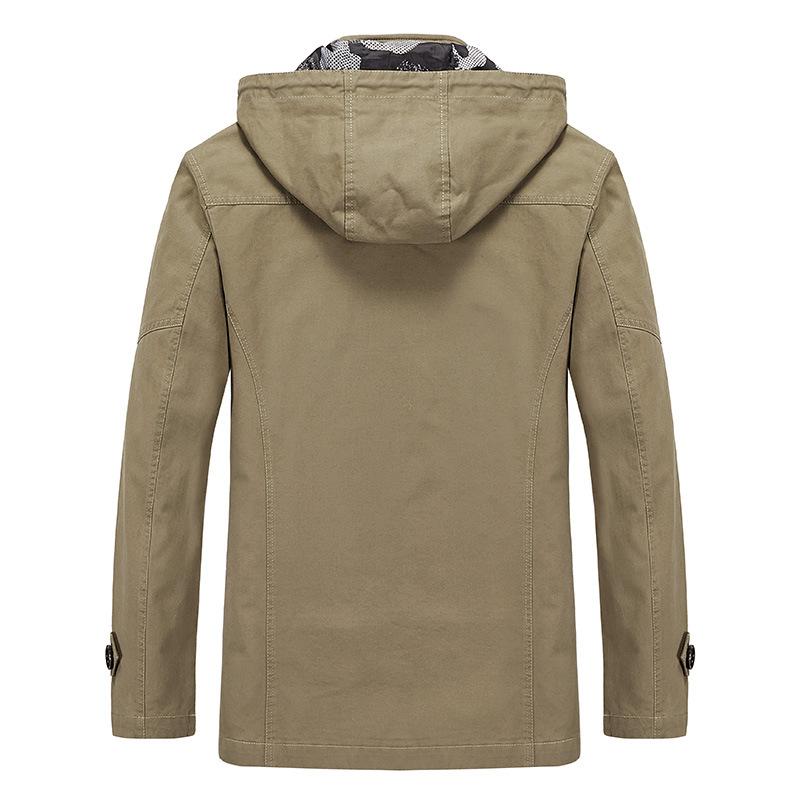 Autumn and Winter 2023 New Casual Large Size Thin Jacket Washed Mid-length Windbreaker Jacket for Men