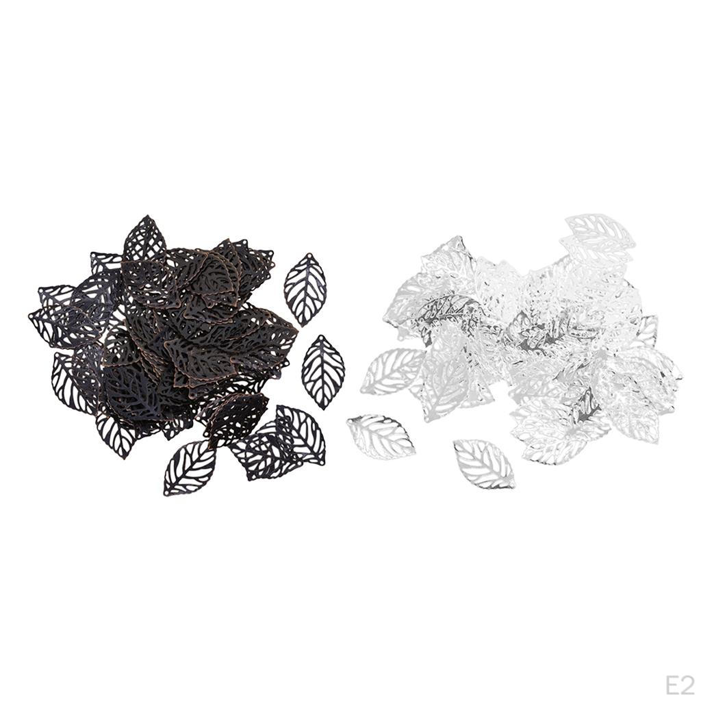 100 Dangle Leaves Pendant Charms Findings Wedding Jewelry Making