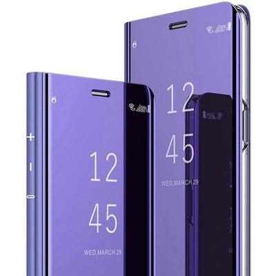 Θήκη Samsung Galaxy S10 Clear View Αναδιπλούμενη Θήκη Αντικραδασμική Καθρέφτης Έξυπνη Στάση Θήκη Κάλυμμα για Galaxy S10 [Μωβ] με καλώδιο 3 σε 1