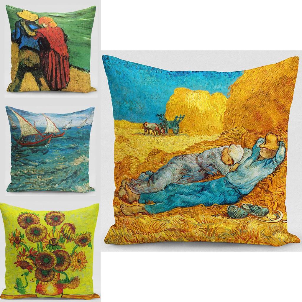 Luxurious Vincent Van Gogh Oil Painting Cotton Linen Pillow Case Sofa Cushion Cover