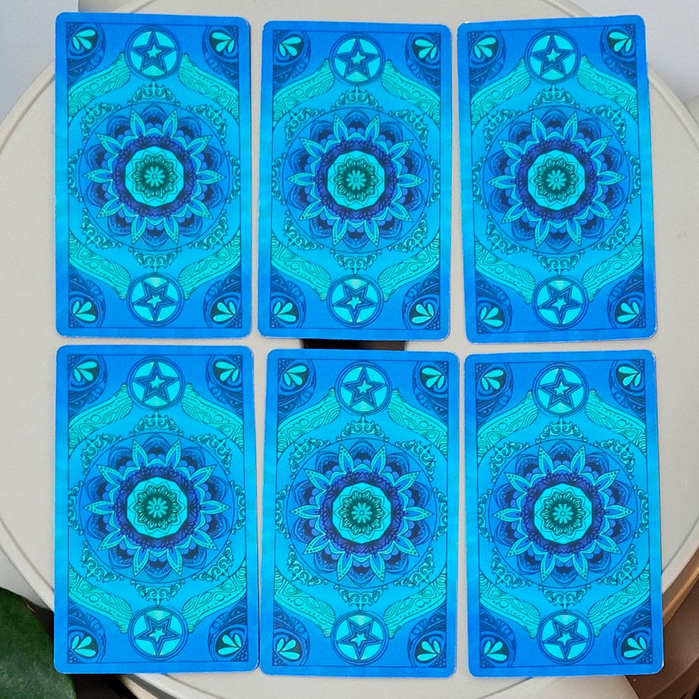 Blue Classic Tarot Deck 10.3*6cm - 78 Cards Traditional Waite Imagery with Celestial Mandala Back, Unique Starry Border Design