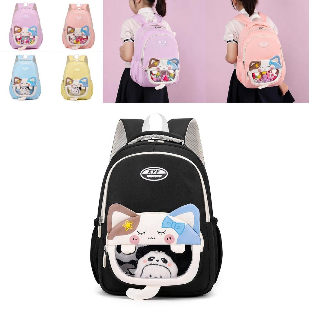 Large Capacity Cartoon Backpack With Transparent Window Perfect For Kids School Use