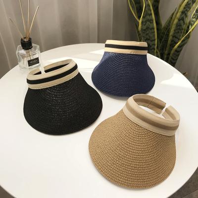 2023 Neuer Sommer Leerer Oberteil Sonnenhut Anti-UV Damen Outdoor Visor Cap Lässiger Schattenhut Stroh Breite Große Krempe Strand Sonnenhut Dame