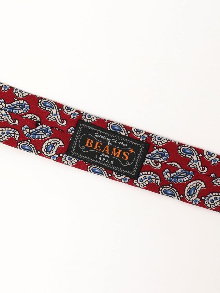 [BEAMS PLUS] Silk Tie Hopsack Paisley Print Men's RED FREE 38440024107