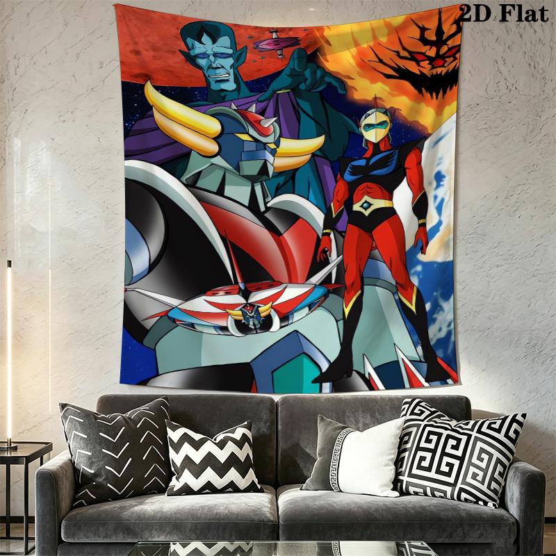 Grendizer Goldorak Wall Tapestry Aesthetic Wall Hanging Printed Fabric Blanket Decorative Tapestries for Bedroom Living Room Home Decor