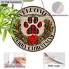 2D Flat Aluminium Christmas Welcome Sign with Paw Pattern - Navidad Figurine Ornaments - Ideal for Front Door, Wall, Porch, Fence Decor - Ideal
