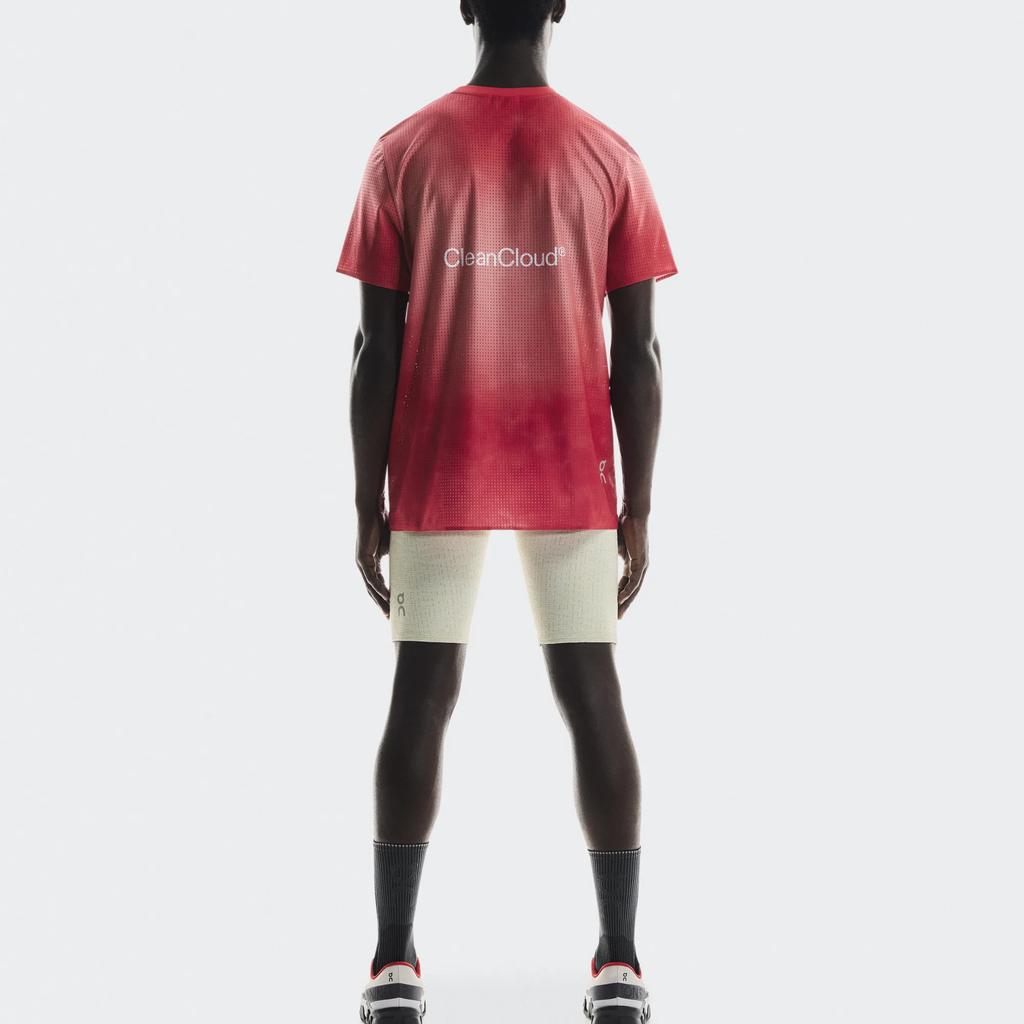 On Pace Mesh Breathable Gradient Versatile Round Neck Pullover Short Sleeve T-Shirt Men Tops Red 1MF10030672