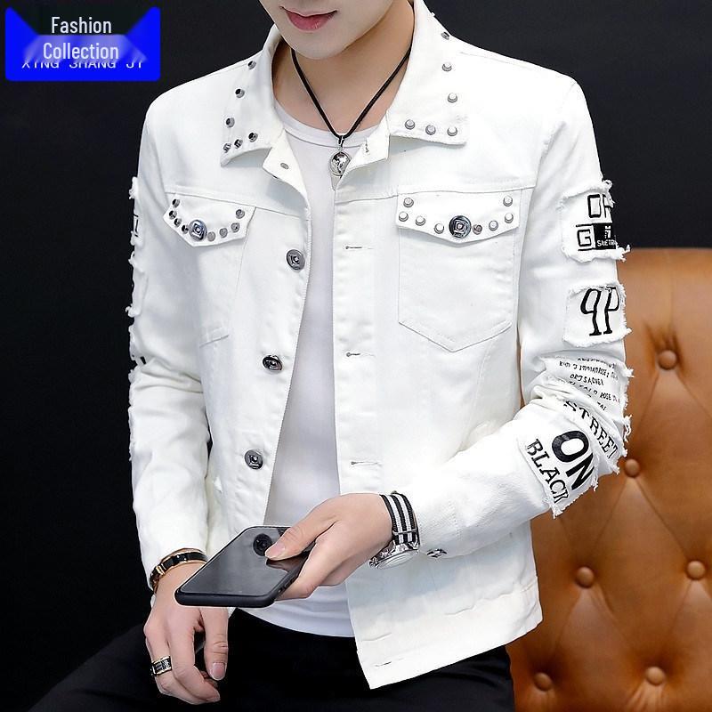 Men's Autumn 2023 Korean-Style Denim Jacket - Trendy, Handsome, Social Young Men's Fashion Z