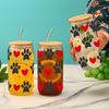 1Pc Cute Cat Paw Red Love Sticker 16oz Transparent Glass Drink Juice Coffee Milk Cup Suitable For And Cold Drinks In Summer