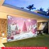 A sweet Christmas village background banner a festive winter wonderland of pink houses candy canes and snow trees