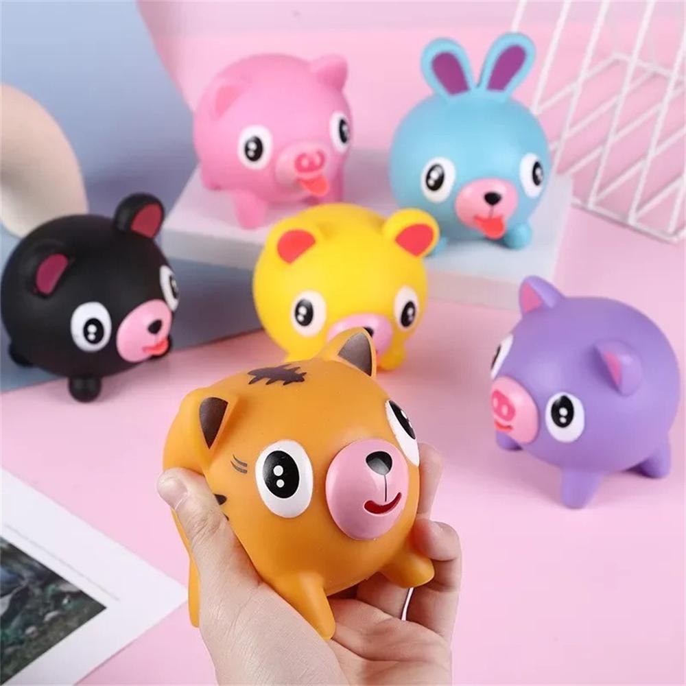 Screaming Pigs Squeeze Animal Ball Out with Sound Screaming Decompression Rubber Squeaky Toys Offi Stress Goodie Bag Stuffer