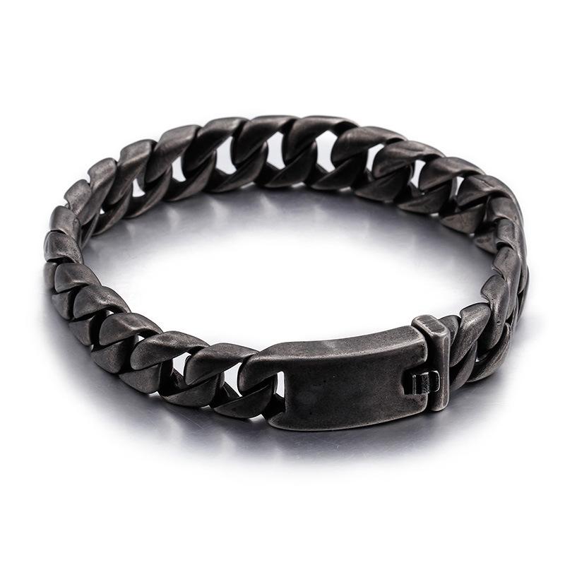 

12mm Wide Stainless Steel Cuban Chain Bracelet for Men Women Punk Polished/Brushed Metal Trendy Jewelry Colorful Accessory 21cm