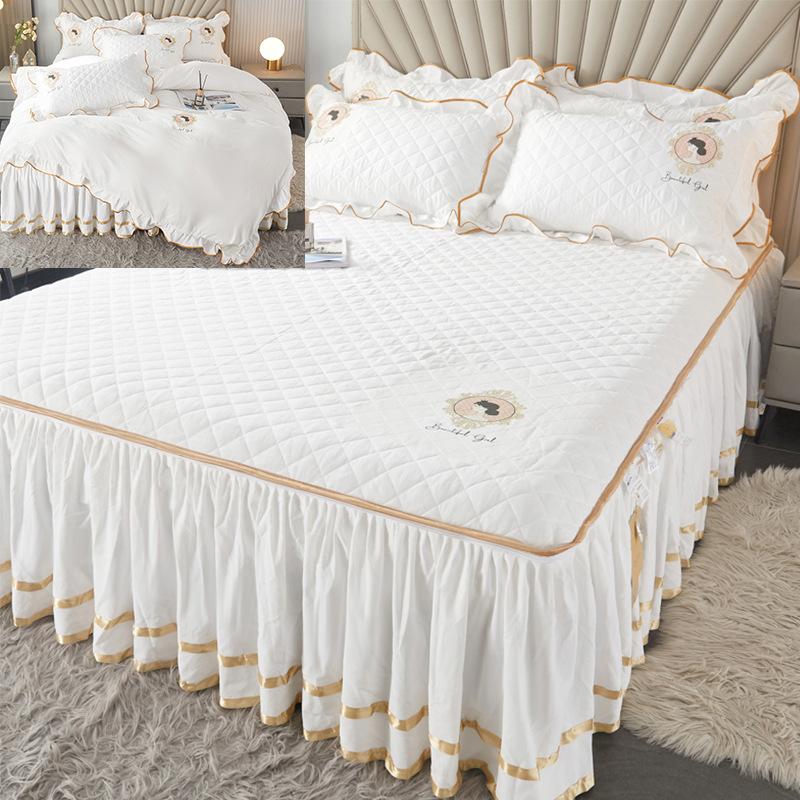 

Облегающая юбка из хлопка с начесом, утолщенное стеганое съемное хлопковое покрывало «два в одном», комплект постельного белья из трех предметов 150*200cm 3pcs