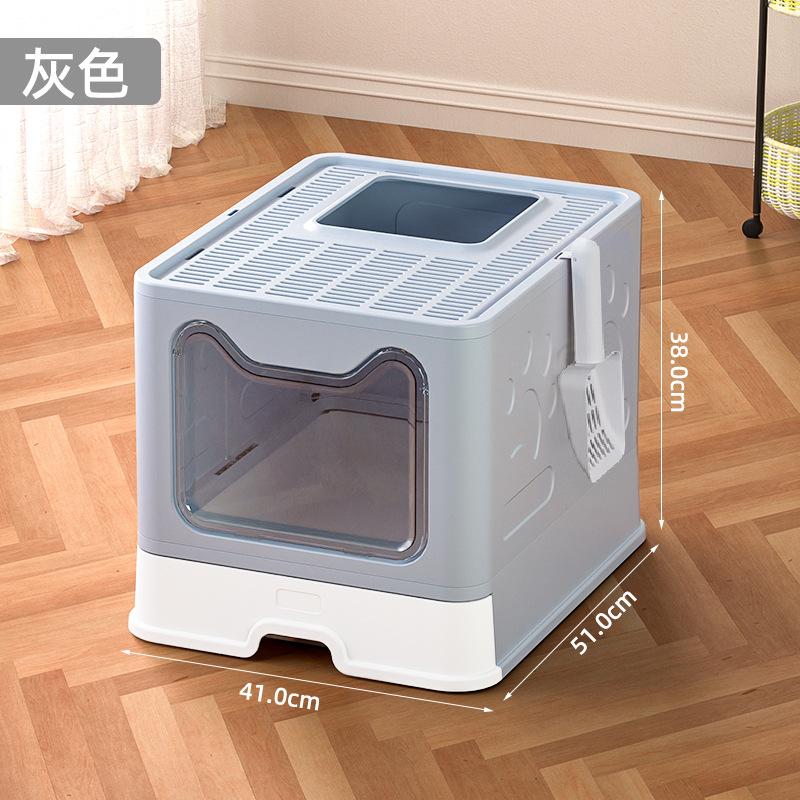 

Очень большая нержавеющая стальная кошачья туалет-лоток, Туалет для кошек выдвижного типа, Конструкция с защитой от разбрызгивания и верхним высыпанием, Кошачий лоток премиум-качества