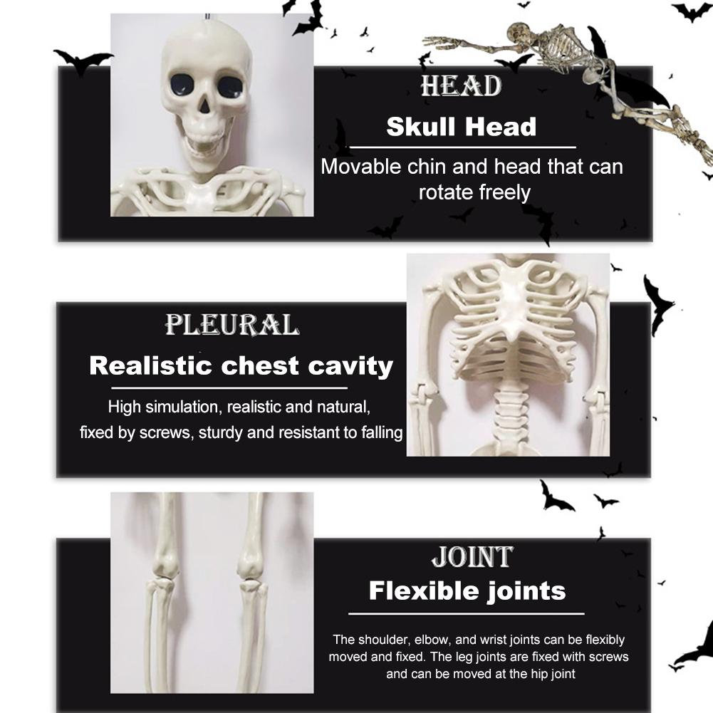 Halloween Full Body Posable Hanging Skeleton Realistic 16/24in Plastic Faux Skeleton Ornament Spooky Indoor Outdoor Party Favors
