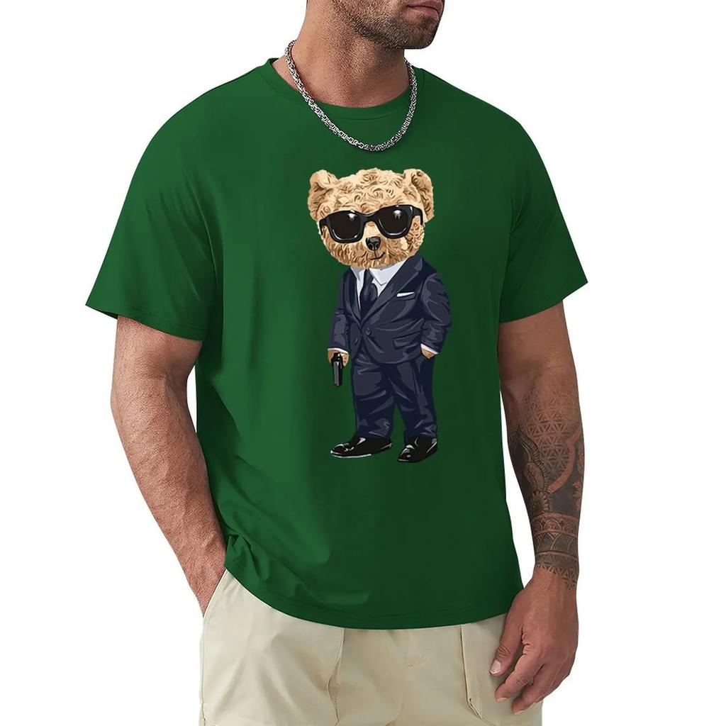 Teddy Bear With A Gun T Shirt Harajuku Short Sleeve T-shirt 100% Cotton Graphics Tshirt Tops