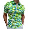 Abstract Pattern Short Sleeve Zip Polo, Stylish Casual Top for Daily Wear
