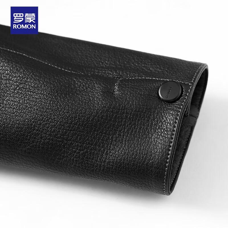 Romon Men's Goatskin Stand Collar Leather Jacket