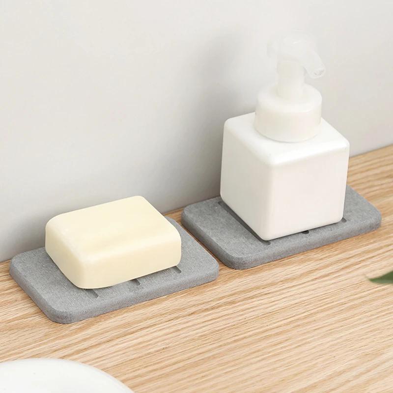 Anti-Slip Diatom Mud Soap Dish Quick-Dry Absorbent Rectangular for Bathroom Countertop Sink Toilet Soap Holder Pad Mat Supplies