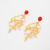 Design Pleated Three-dimensional Flower Coral Stud Earrings Ins Smooth Irregular Disc Earrings