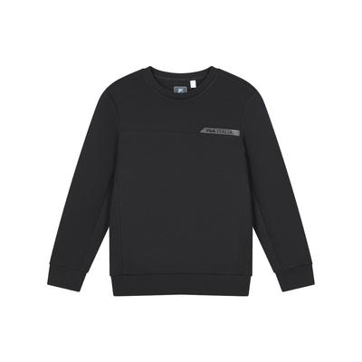 Solid Color Round Neck Casual Pullover Knit Sweatshirt Men Sweatshirt Black F11M412204F-BK