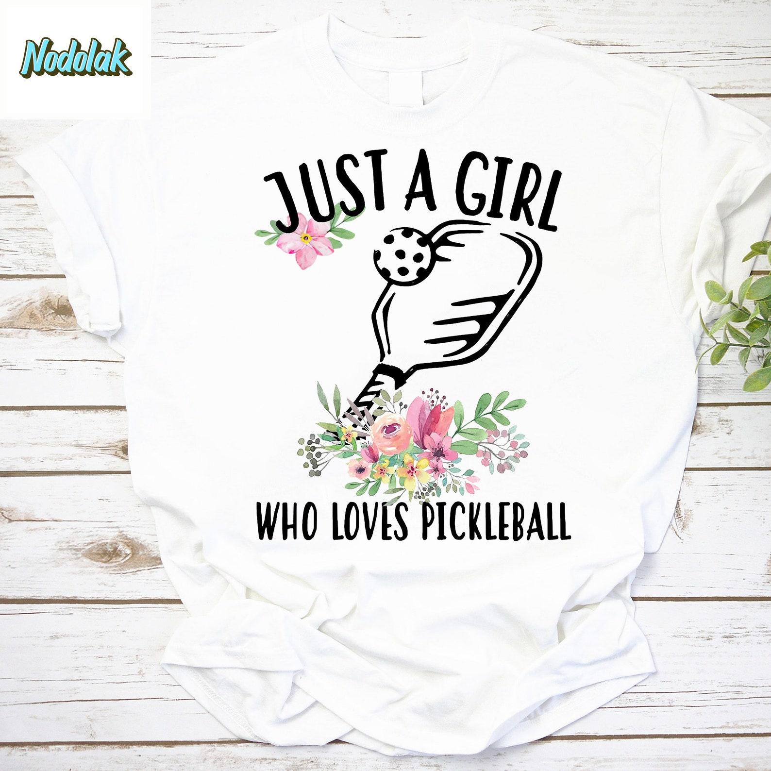 Just A Girl Who Loves Pickleball Flower Design Unisex Vintage T-Shirt, Loves Pickleball Shirt, For Pickleball Lover Shirt, Pickleball Shirt L