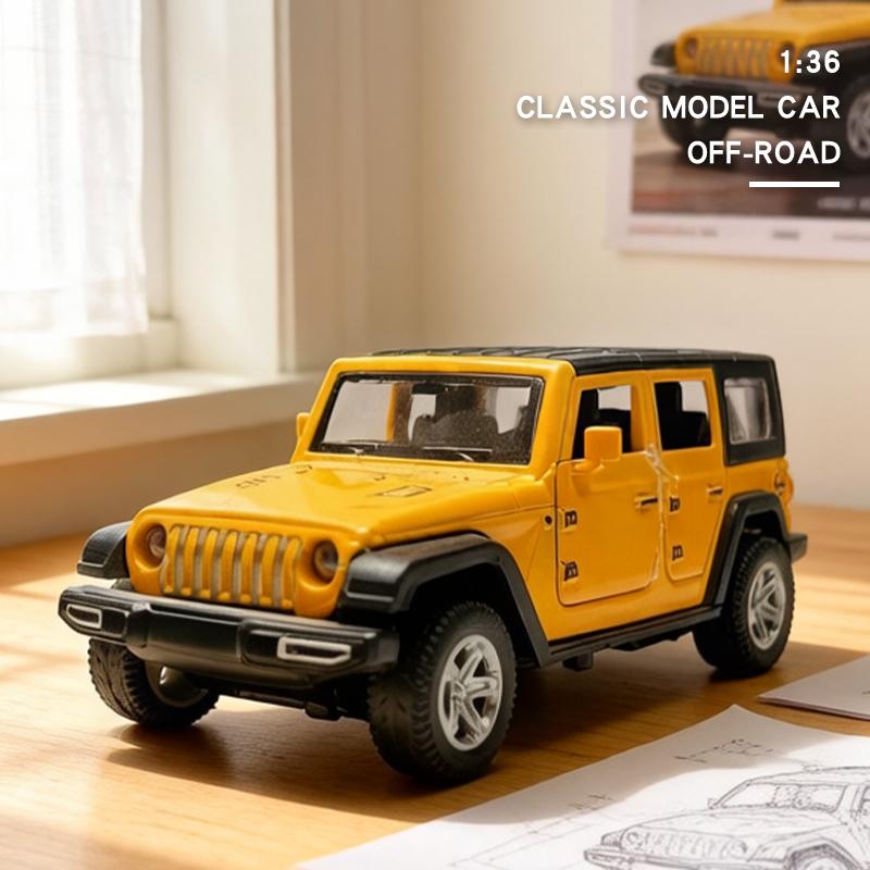 1:36 Alloy Vintage Diecast OFF-Road Wrangler Classic Car Model Pull Back Car Model Miniature Vehicle Replica For Collection Gift