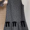 Gray Polka Dot Vest Dress - Women's Autumn/Winter Miu Style, Sleeveless with Bow and Layered Design