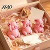 Adorable Animal Figurine for Home Decor 3 Pcs Cute Mini Pig Figurines, 3D Printed See Hear Speak No Evil Kawaii Bedroom Pink Statue, Novelty