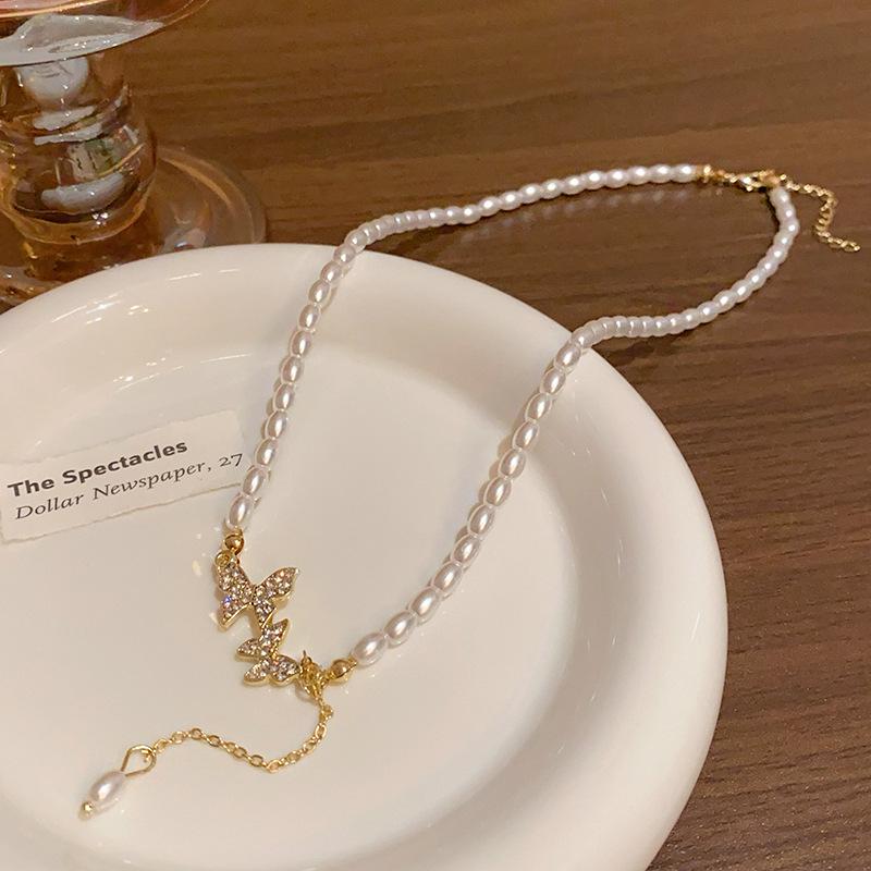 Koreanische High-End Barockperlenkette - Leichte Luxus Perlen Schlüsselbeinkette für Damen