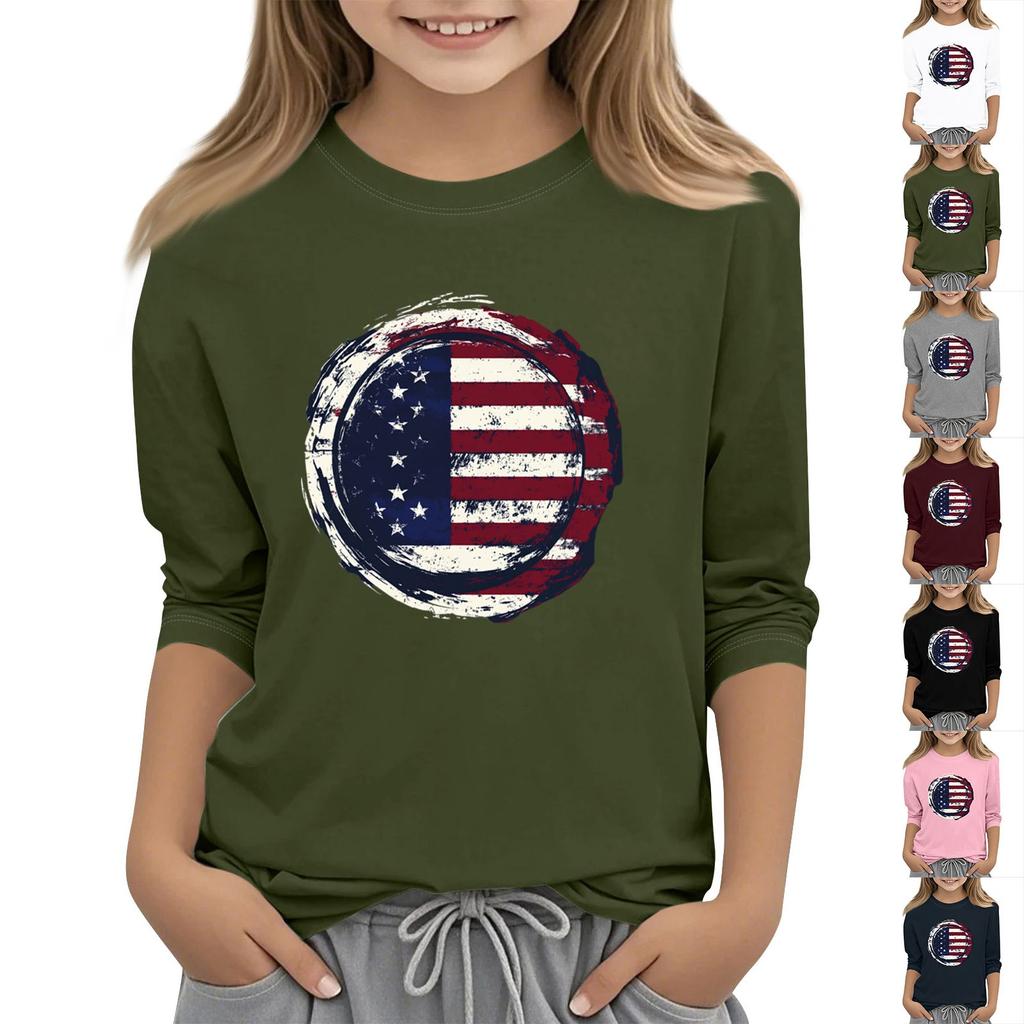Kinder-T-Shirt mit 3/4-Ärmeln und Rundhalsausschnitt zum Unabhängigkeitstag