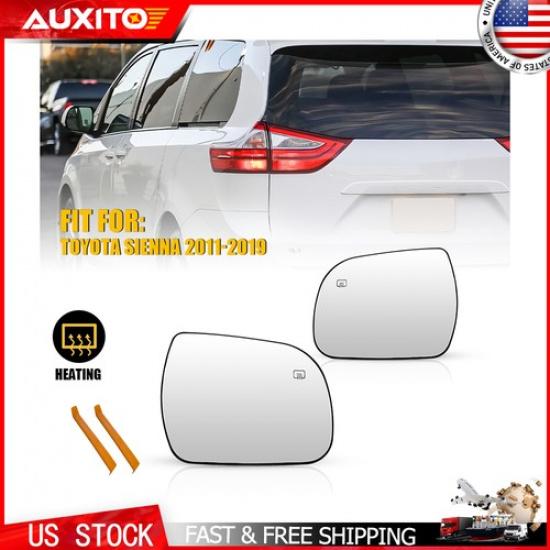 Pair Heated Side Mirror Glass Left Right Fit For Toyota Sienna 2011- Models