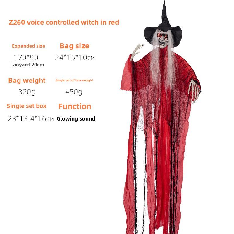 Glowing Red Witch Specter Voice Activated Hanging Prop Levitation Effect Motion Sensitive LED Bar Haunt Horror Decor