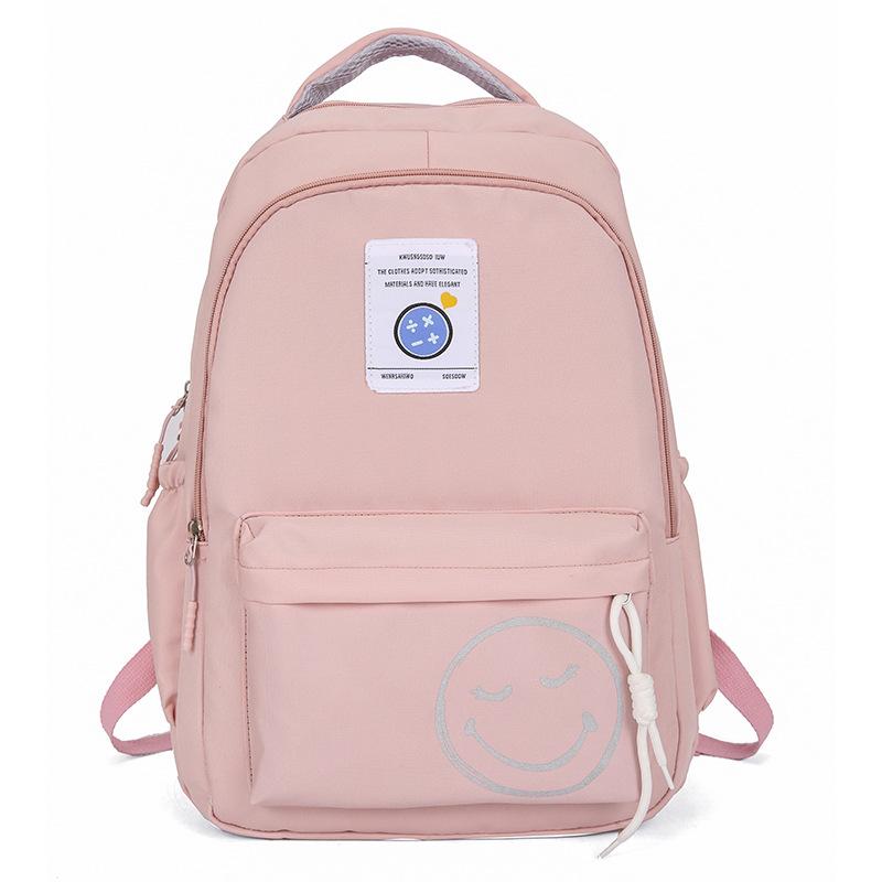 

School BagsNew casual backpack, male and female junior high school college student , simple and versatile outdoor travel backpack tide рожевий
