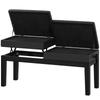 Piano Bench, Piano Stool, Faux Leather, Adjustable Double Seat, Storage, Black