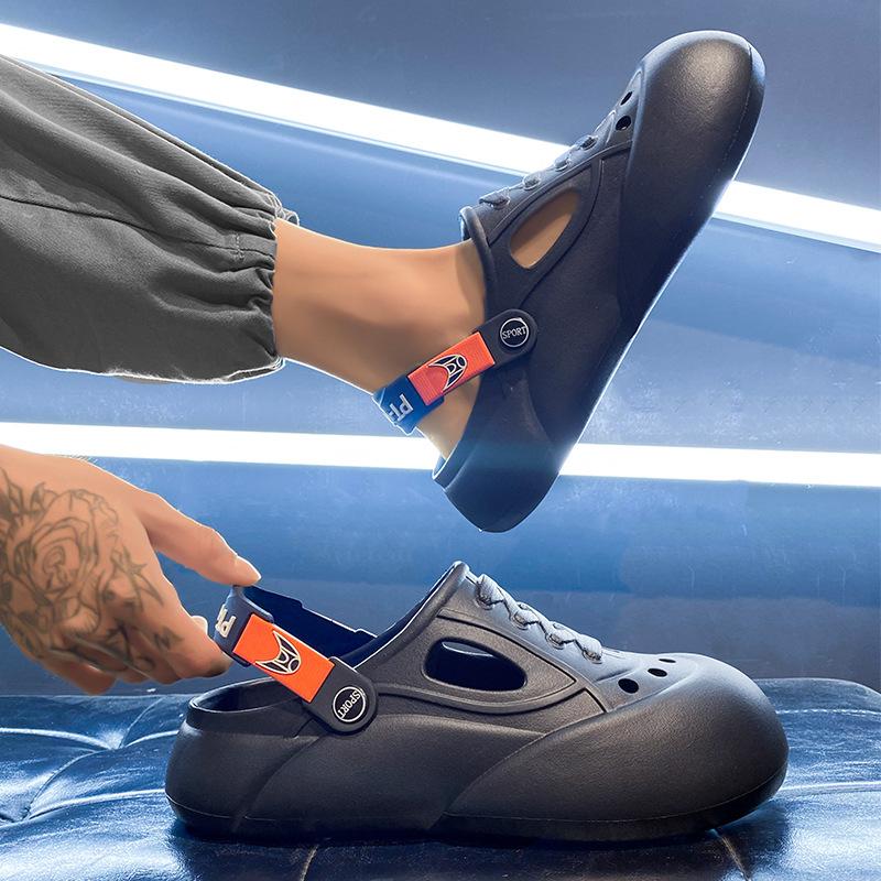 Hole shoes men's summer wear new casual slippers platform sandals men's beach shoes bag head sandals