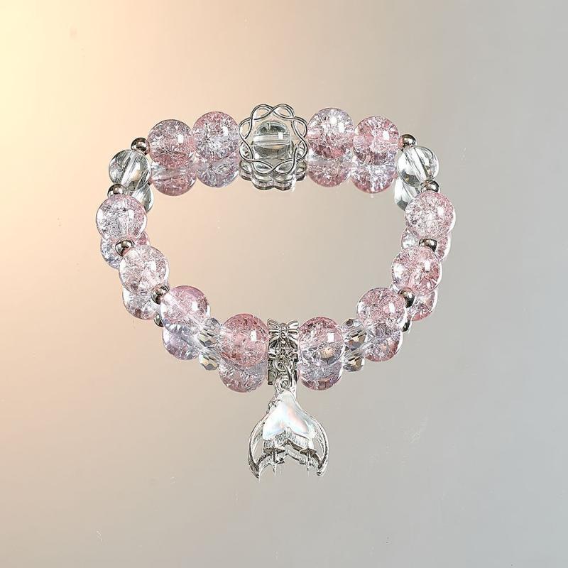 Pulseira de Conto de Fadas Sonhadora com Cauda de Peixe e Contas Doce Design Para Mulheres Meninas Moda Pulseira com Corda Elástica Acessórios de Joias Presentes