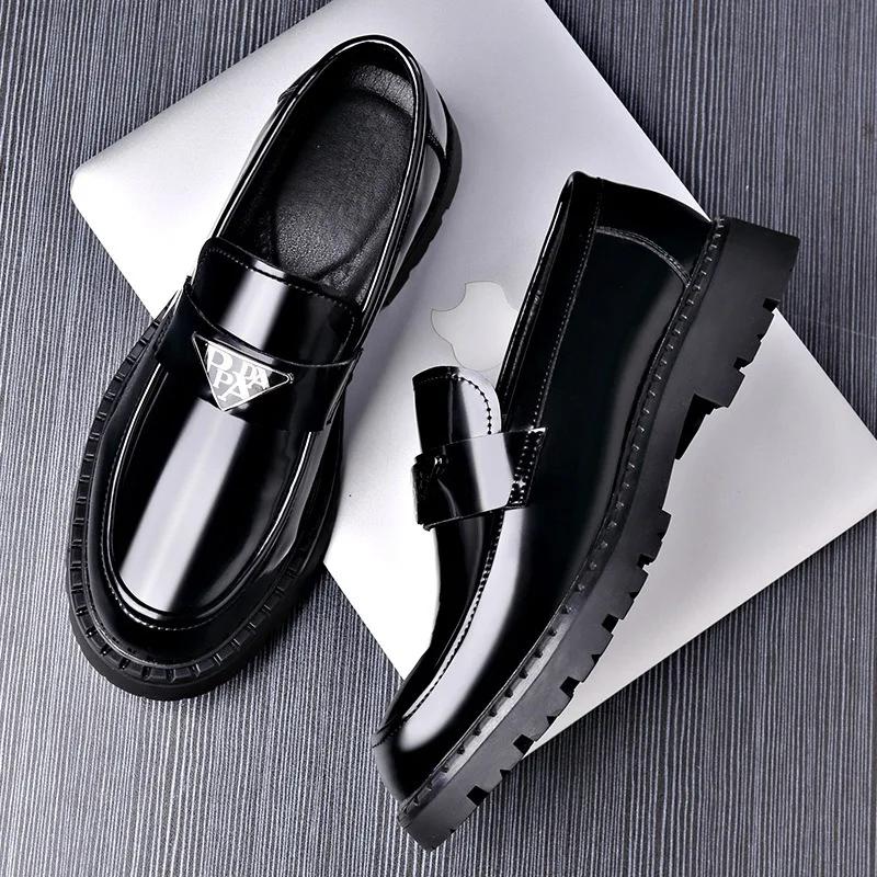 Fashion New Designer Thick Soled Men's Loafers Spring Autumn Fashion Slip-on Man Dress Shoes Male Luxury Brand Leather Shoes