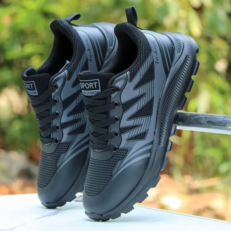 Men's shoes autumn leather sneakers men's new black casual shoes men's running shoes