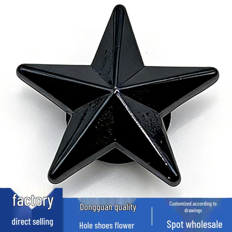 New Crocs Black Star Flower Metal Chain Shoe Charms & Buckles Accessories